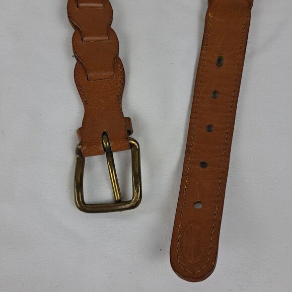Medium Brown Leather Belt with Brass Toned Hardware - Picture 7 of 8